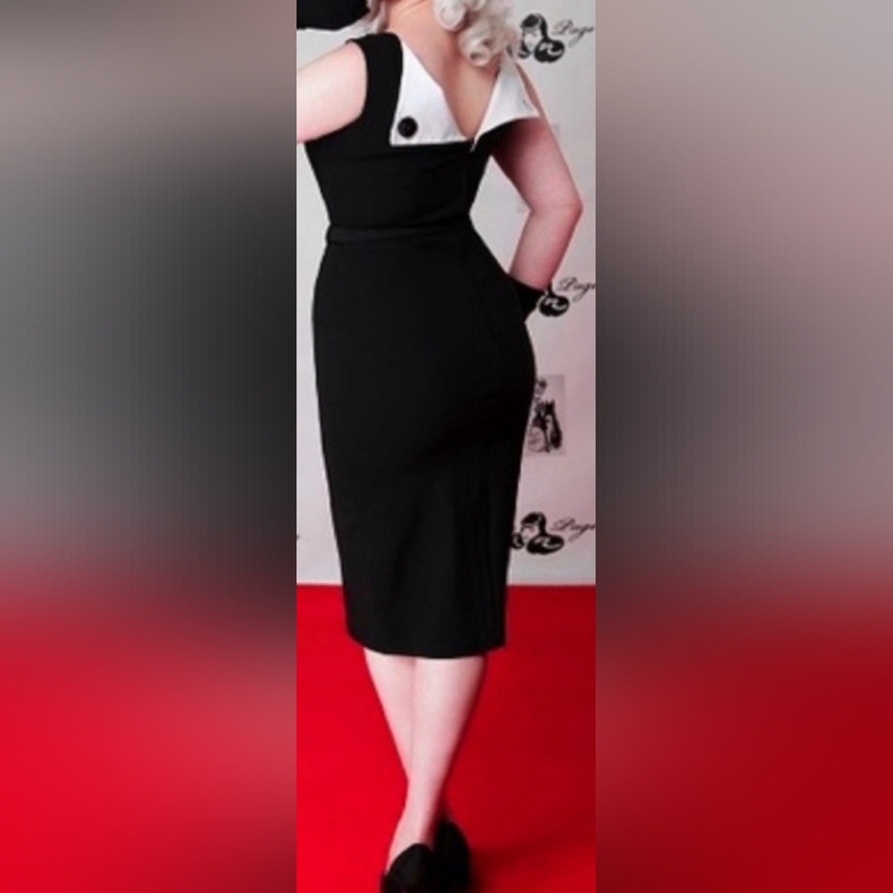 Bettie Page black/white belted dress Large